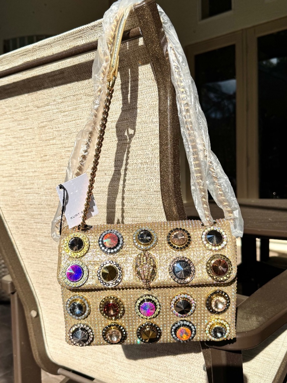 NWT Kurt  Geiger Octavia Medium Golden Evening Bag ~  Glamourous!